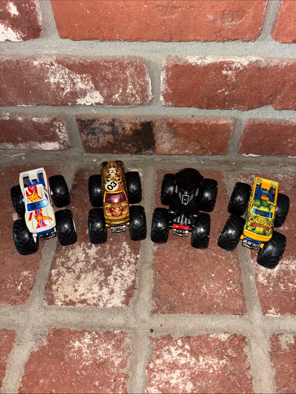 Kids Monster Truck Toy Pack - White, Gold, Black, Yellow